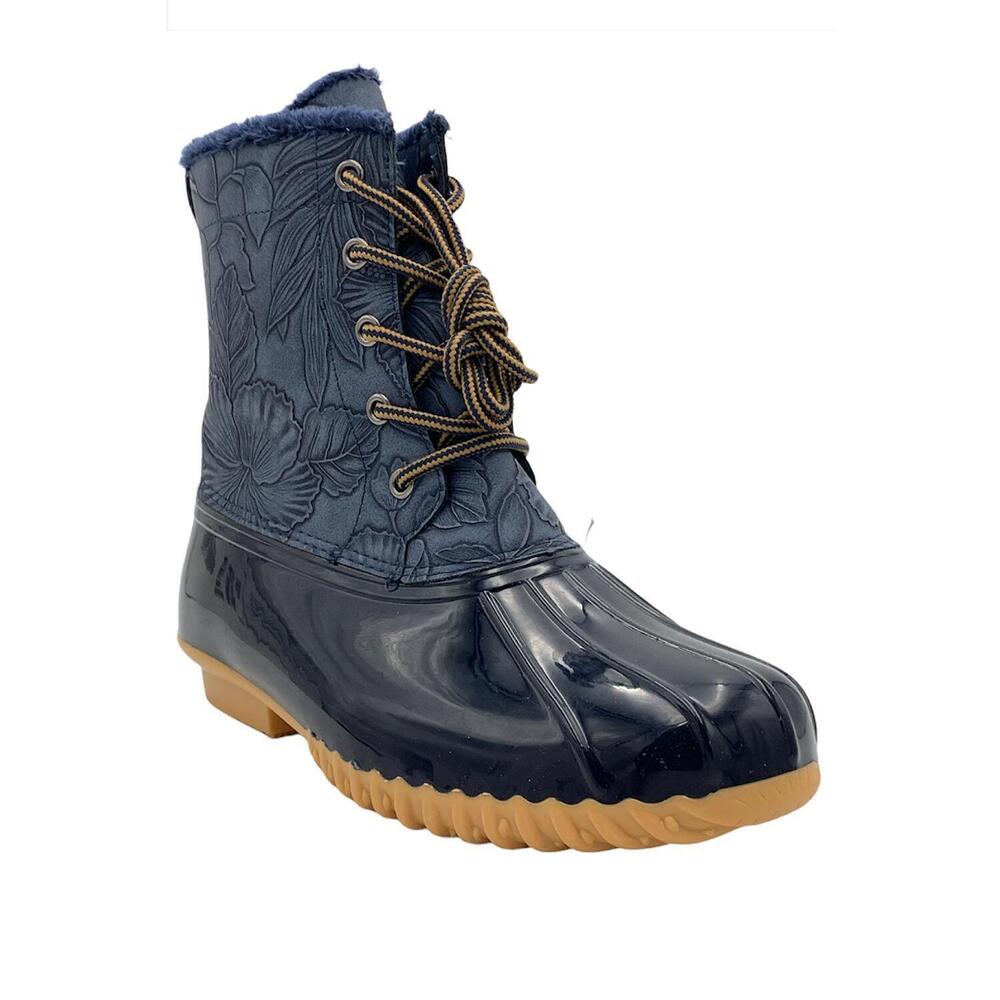 Sporto Bella Waterproof Lace Up Duck Boot with Zipper Navy - Medium - Picture 2 of 5